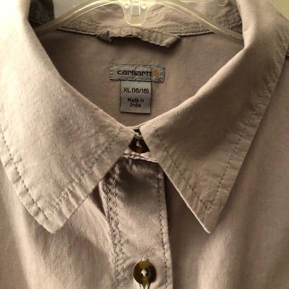 Carhartt Woman’s Button-Up Shirt - Lavender/Grey Size XL - Picture 12 of 12